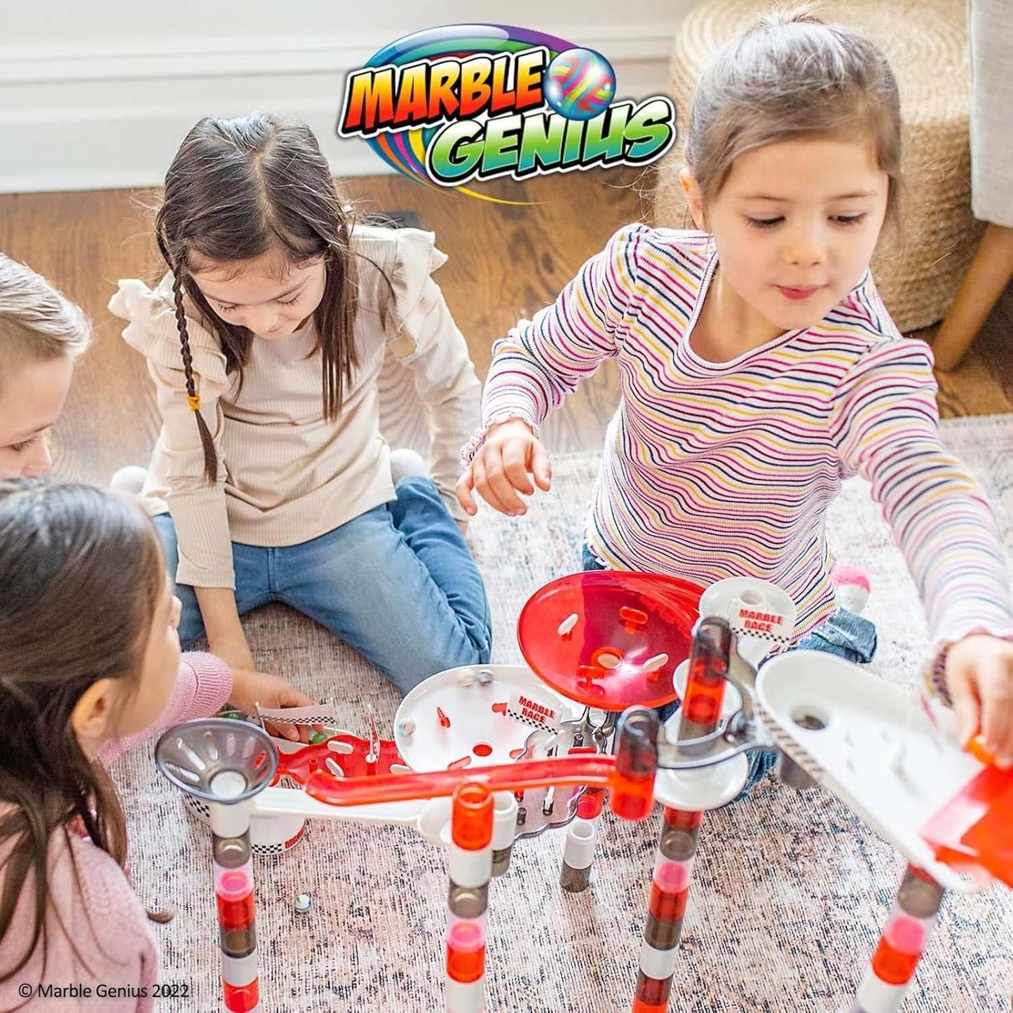 Marble Genius Marble Run Racing Set: 125-Piece Marble Run Racing Set Toys for Kids, Marbles Maze Tower Building Blocks, Marbles Race Track Rolling Game, Educational Learning STEM Toy Gift