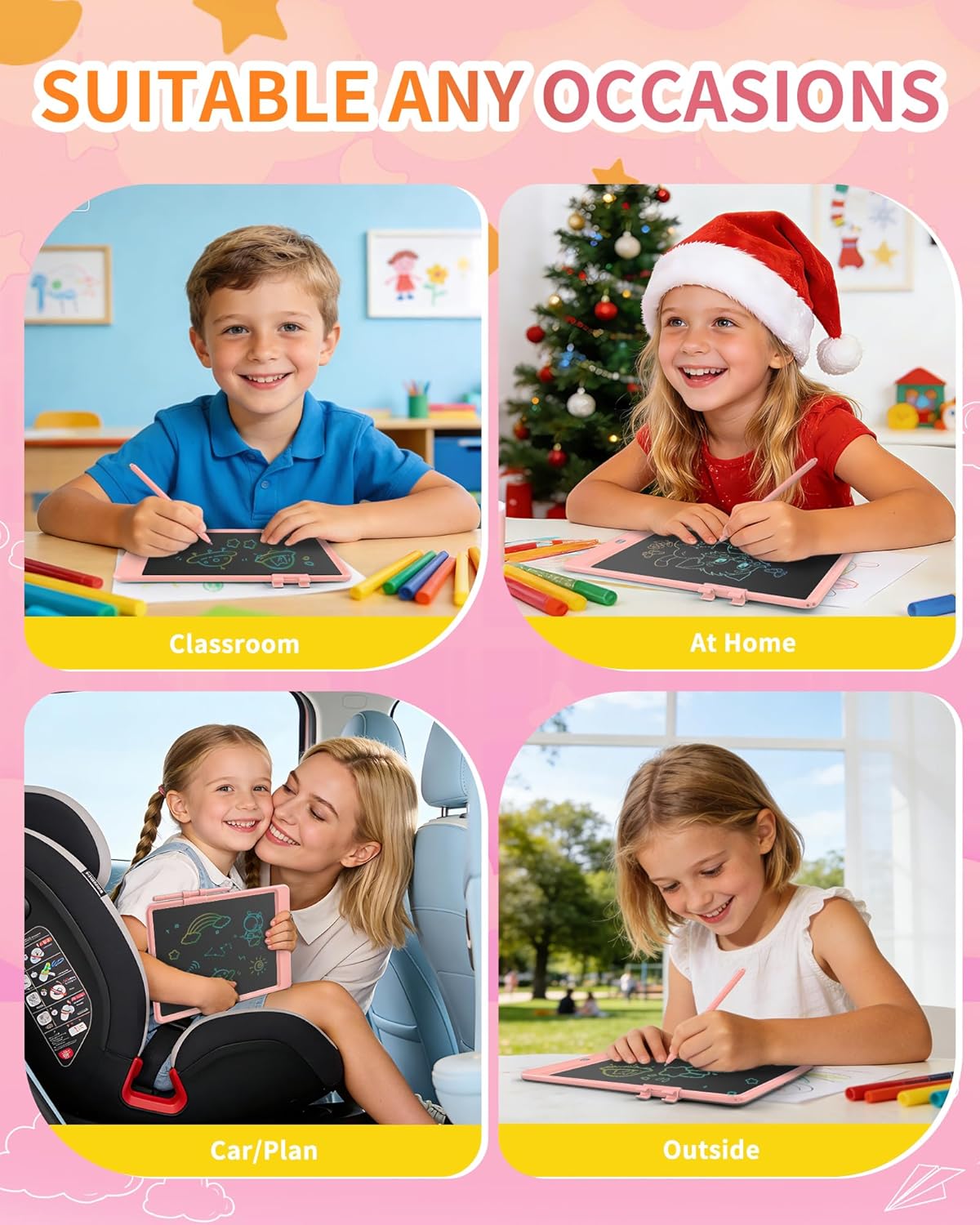 Magnetic LCD Writing Tablet for Fridge, 13 Inch Writing Tablet for Kids, Toddler Drawing Pad, Learning Toys for Boys Girls Ages 3.4.5.6.7.8, Writing Board for to-Do Lists and Family Messages (Blue)