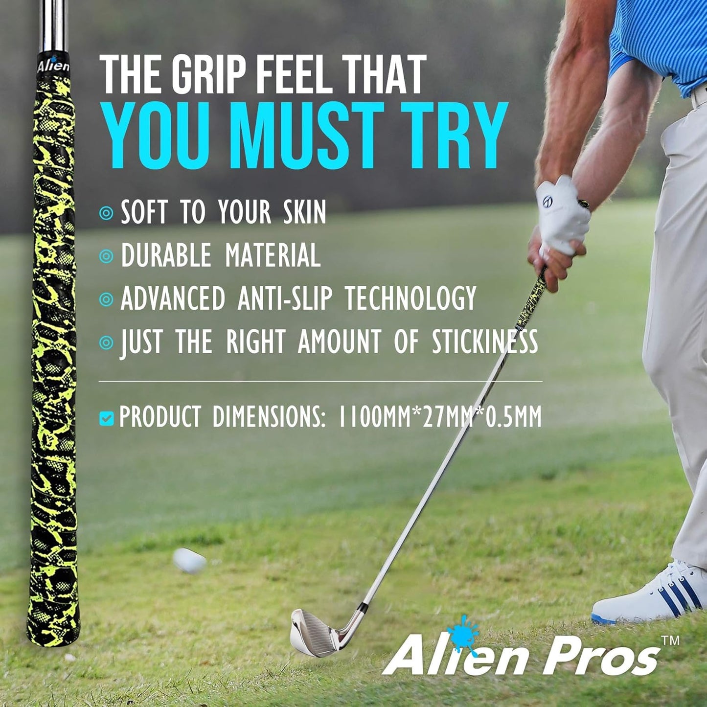 Alien Pros Golf Grip Wrapping Tapes - Innovative Golf Club Grip Solution - Enjoy a Fresh New Grip Feel in Less Than 1 Minute