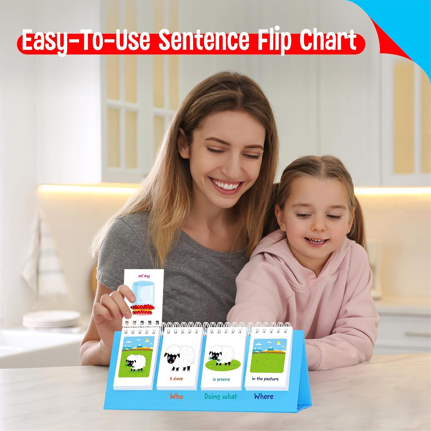 CVC Word Flip Chart - Double Sided 40 Short Vowel Word Flashcards, Freestanding, Educational Learning Tool for School Supplies