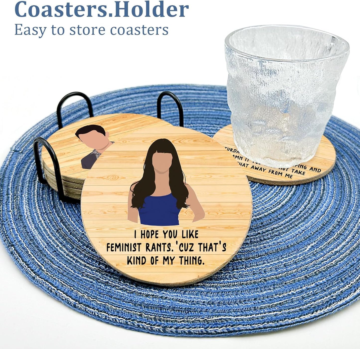 Golden Girls TV Show Merchandise,6 PCS Cork Coasters for Drinks,Funny Set with Coasters Holder,Golden Girls Fans Clean Dirty Dishwasher Magnet,Refrigerator Sign Kitchen Decor Gifts