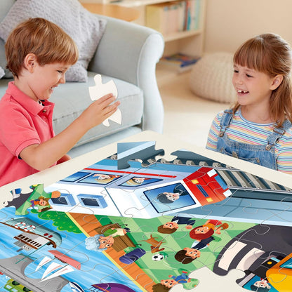 Jumbo Floor Puzzle for Kids,Construction Site Jigsaw Large Puzzles,48 Piece Construction Vehicle Puzzle for Toddler Ages 3-5,Children Learning Preschool Educational Toys,Gift for 4-8 Years Old