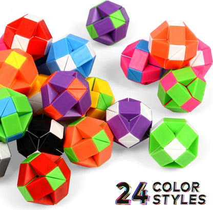 35 Pack 24 Blocks Magic Snake Cube Toy,Fidget Mini Snake Cube Puzzle Toy for Kids,Mini Plastic Puzzle Cube Toy for Kids Party Supplies,Classroom Rewards