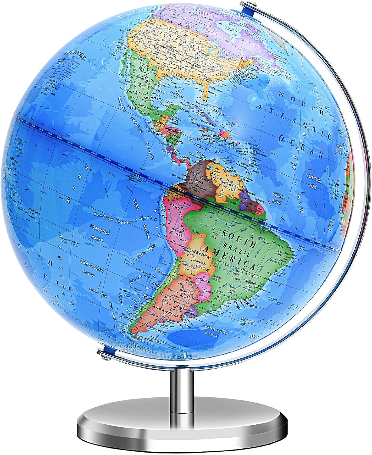 World Globe for Kids Learning - 6 inch Interactive Earth Globe with Stand for Children Students Educational Geography, Spinning World Globes Map Decorative Kids Room Classroom, Desk, Office, Home