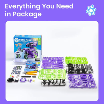 Sillbird Solar Robot Building Kit STEM Gift for Boys Aged 8-13, 15-in-1 DIY Science Educational Robotic Toy for Kids Teens Birthday, Powered by the Sun or Battery with 212 Pieces