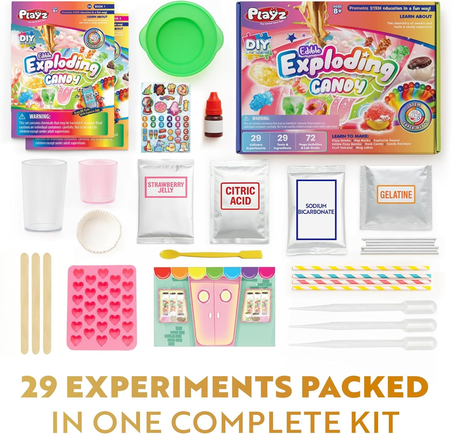Playz Edible Candy Making Science Kit for Kids Ages 8-12 Years Old - Food Science Chemistry Kid Science Kit with 40 Experiments to Make Your Own Chocolates, Educational Science Kits for Boy & Girls