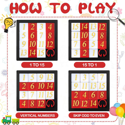 24 Pcs 15 Slide Puzzles for Kids Number Slide Puzzle Set - Brain Teaser and IQ Educational Toy for Teens, 2.6 x 2.6 Inches, Ideal for Teacher Rewards, and Learning Toys Great Party Favors