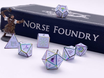 Norse Foundry Set of 7 Banshee Wail Norse Series Full Metal Polyhedral Dice RPG Math Games DND Pathfinder
