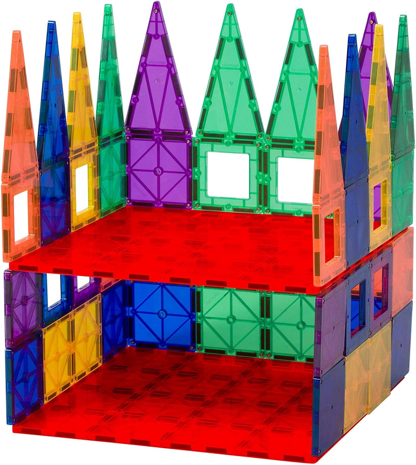 Playmags Super Durable Building Stabilizer Set, Great Add On to All Magnet Tiles Sets Works with All Leading Brands 1-12"x12" & 4-6"x6" (Colors May Vary)