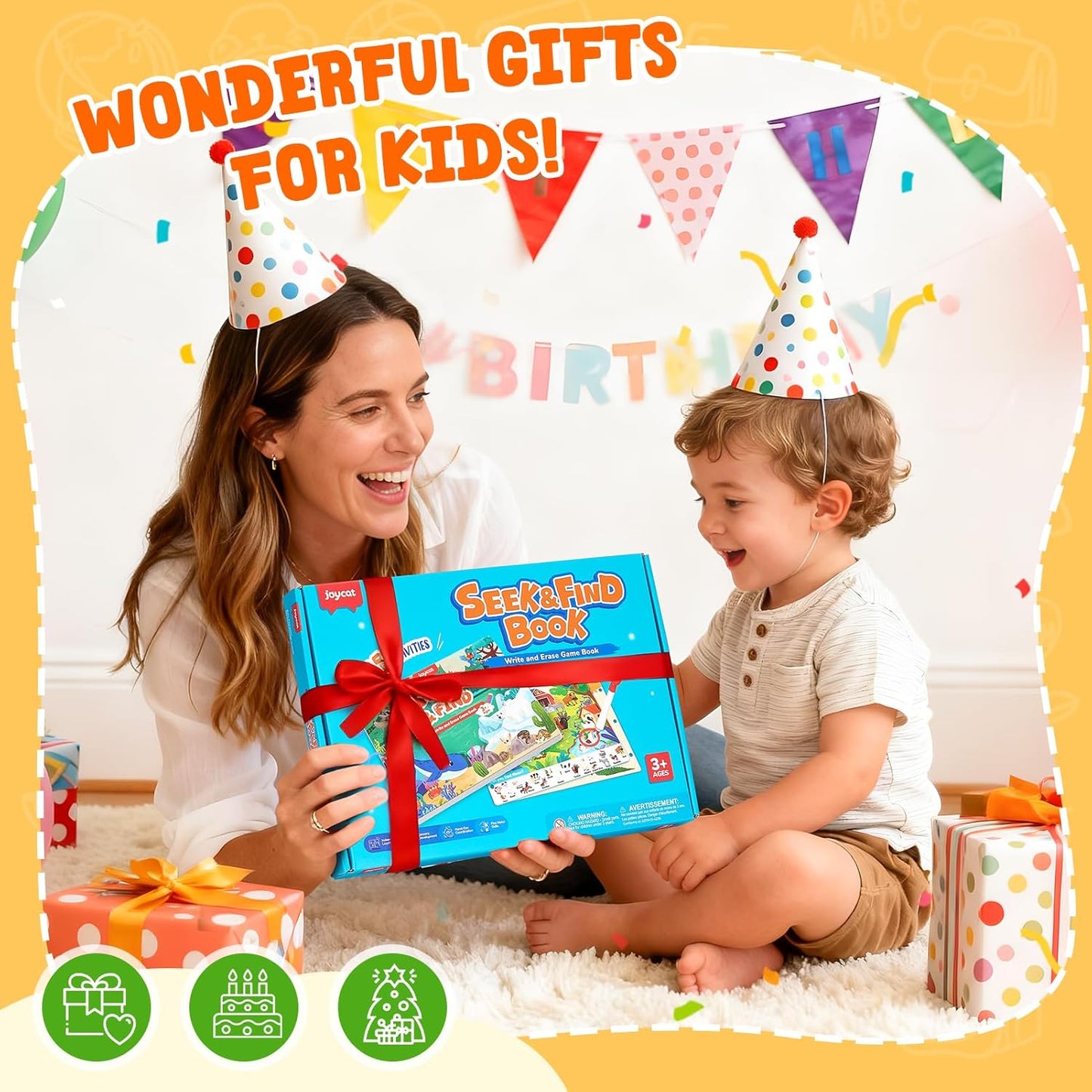 JoyCat Seek & Find Game Books - Preschool Learning Activity for Toddlers & Kids Ages 3-5, Travel Activities Toys for Road Trip Car Airplane, Busy Book, Birthday Gifts for Girls and Boys Ages 4-8