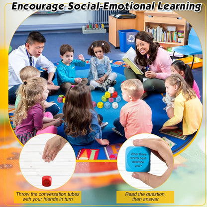 Hanaive 12 Pcs Learning Conversation Cubes Social Emotional Learning Dice Family Dice Game Speech Therapy School Counselor Supplies for Kids Teacher Family Classroom(Foam)