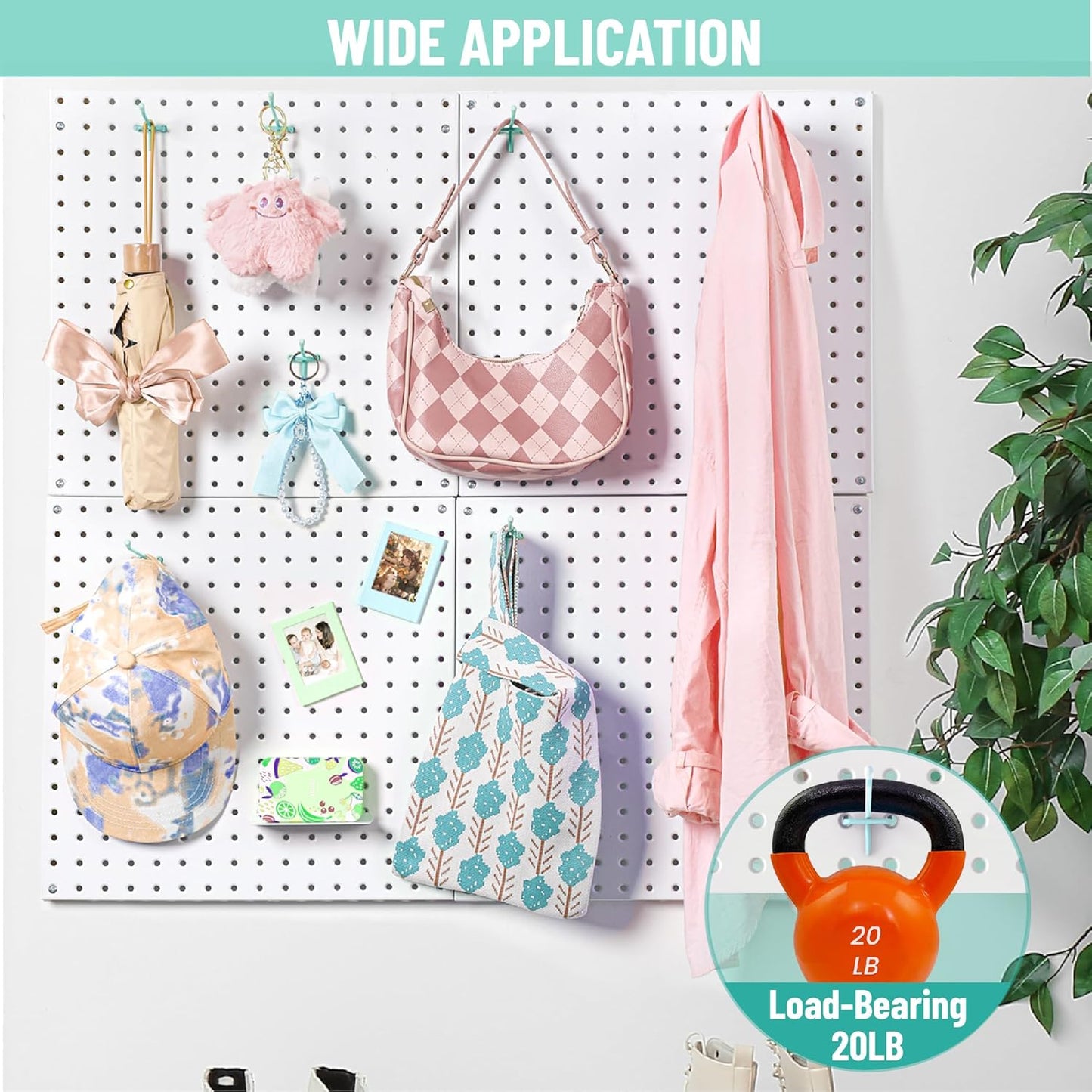 HUHOLE 50-Pack Pink Pegboard Hooks 2 Inch, Decorative Metal Peg Board Hangers with Rubber Safety Tips, Fits 1/8" & 1/4" Boards, Heavy Duty Organizer for Craft Room, Nursery, Garage & Retail Display