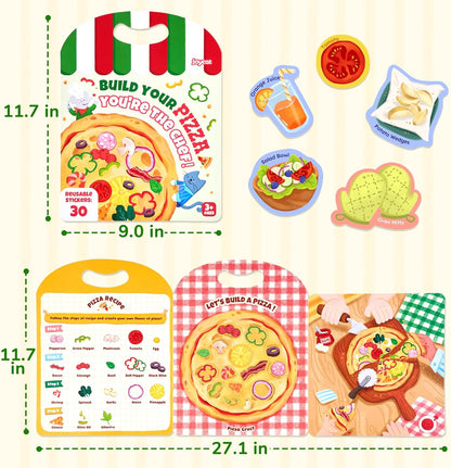 JoyCat Reusable Sticker Book Set (3-Pack): Farm, Pizza-Making, Weather - 90 Pcs Stickers for Toddlers, Kids Sticker Activity Book, Road Trip Travel Toys, Birthday Gifts for Boys and Girls