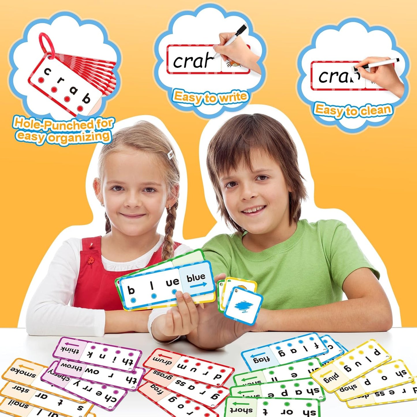 Blends & Digraphs Cards,Phonics Games,Learn to Read,Speech Therapy Toys for Toddlers Kids,Sight Word Games Spelling Reading Learning,Kindergarten Preschool Learning Activities,Educational Toy