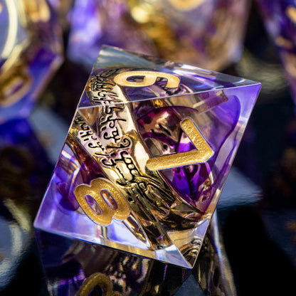 Magic Golden Ring DND Dice Set Sharp Edge Red Resin Dice with Box, for use with Dungeons Dragon RPG D&D Tabletop Games Lord D and D Polyhedral Dice Set