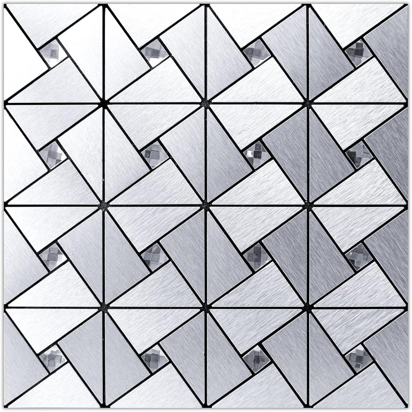 Art3d 10-Sheet Peel and Stick Backsplash Metal Mosaic Tiles for Kitchen Wall Decor, Stick on Aluminum Composite Tiles Stikers, Copper Windmill Puzzle Glass Mixed