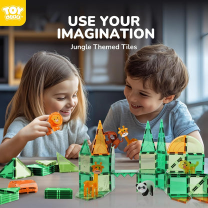 TOY Life 38 Pcs Magnetic Tiles Animals for Toddlers 3-5 Magnet Blocks for Kids Ages 4-8 STEM Magnet Tile Toys Building Tiles Set Christmas Birthday Gift for Boys and Girls