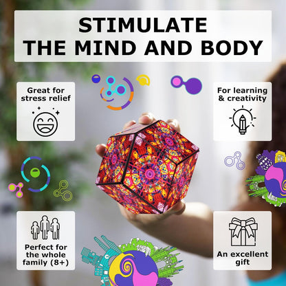 Shashibo Shape Shifting Box - Award-Winning STEM Fidget Toy with Ultra Strong Magnets - Puzzle Cube Transforms Into 100+ Shapes, Perfect Sensory Gift for Kids, Teens, and Adults (Glowquarium)