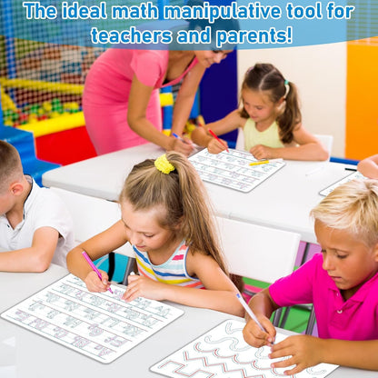 24Pcs Place Value Chart Dry Erase Flash Cards Double Sided Addition Subtraction Cardboard Math Whiteboard Math Manipulatives Teacher Portable Tool 12" x 9"