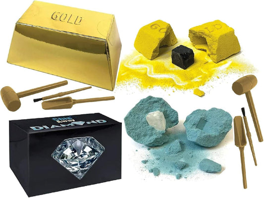 Schylling Chip Away Science Digs Gold & Diamond Gift Set Bundle - 2 Pack