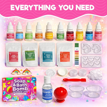 Doctor Jupiter Glam Science, DIY Makeup Craft Kit for Girls Ages 6+ | 50+ Beauty Recipes - Make Your Own Makeup, Perfume, Lip Gloss, Bath Bomb| Birthday Gift Ideas for 6-7-8-9-10-11-12 Year Olds