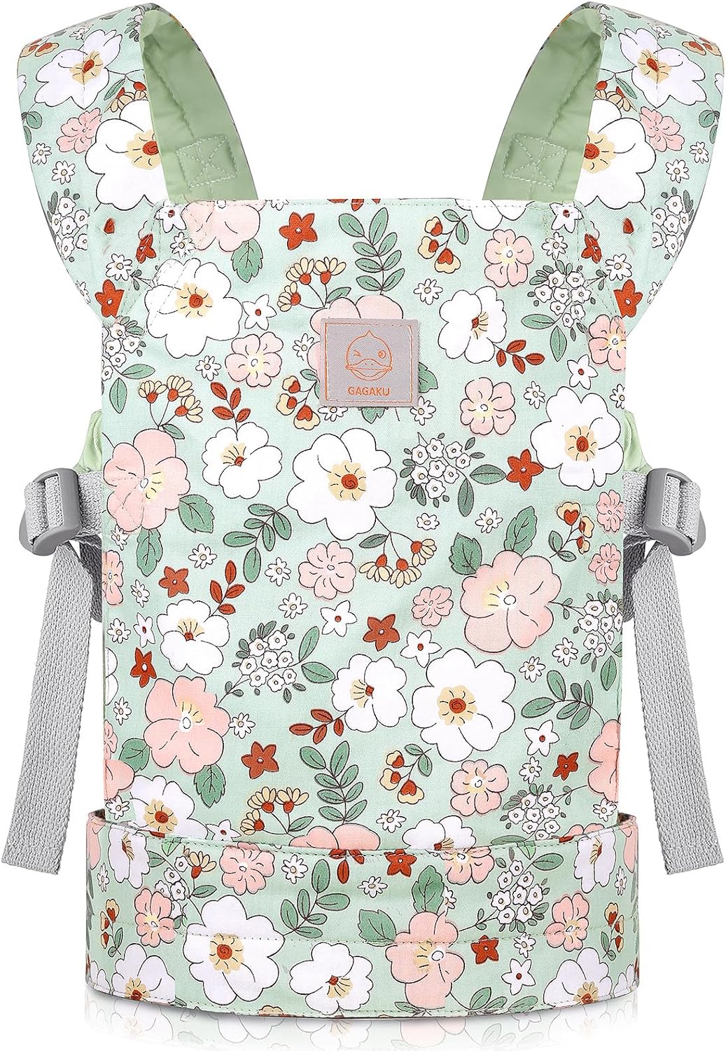 GAGAKU Doll Carrier for Kids, Toy Baby Doll Carrier, Reborn Dolls Carrier Toy Baby Sling with Adjustable Straps, Baby Doll Accessories - Green - Camellia