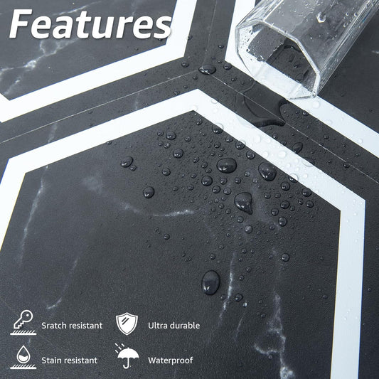 Art3d 10-Pack Hexagon Peel and Stick Flooring Tile Marble Look, Self Adhesive Waterproof Vinyl Floor Tile for Living Room, Kitchen, Bathroom, Bedroom, 11.8" x 10.2" White Marble