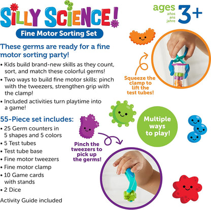 Learning Resources Silly Science Fine Motor Sorting Set - 55 Pieces, Age 3+ Educational Toy, Preschool Fine Motor Skills, PreK Manipulatives