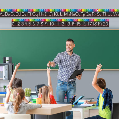 Alphabet Bulletin Board Set, 15 PCS Crayon Die-Cut ABC Wall Decorations 26 Upper & Lower Case Letters Plus 0-20 Numbers for Preschool, Kindergarten Classroom Playroom Bedroom Decorations