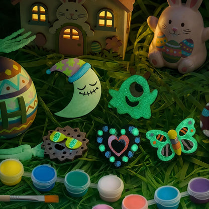 JOYIN 12 Wooden Magnet Creativity Arts & Crafts Painting Kit for Kids, Decorate Your Own Painting Gift for Halloween Crafts, Birthday Parties and Family Crafts, Party Favors for Boys Girls