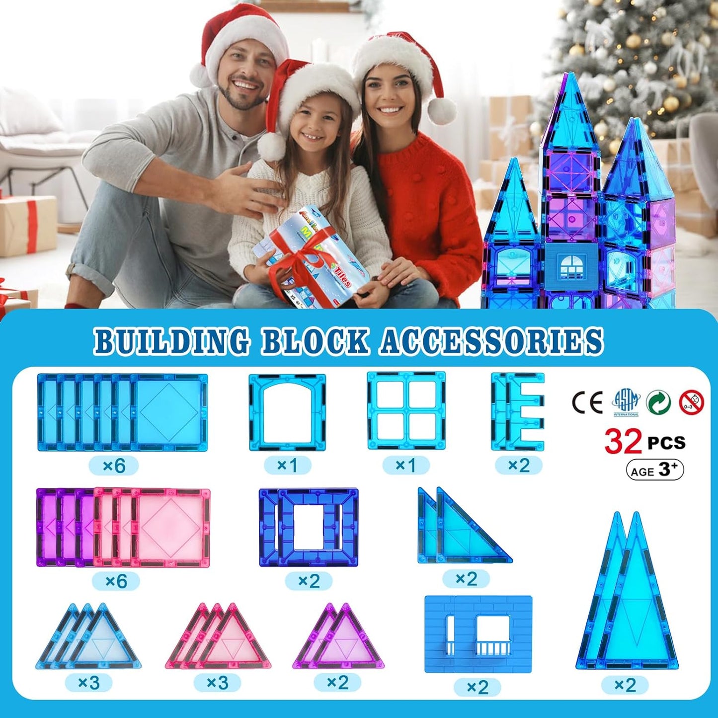 KAEILORU Magnetic Tiles Road Set with Car Magnet Building Tile Toys for Kids Ages 3-5 4-8 5-7 Magnetic Blocks Expansion Pack STEM Construction Valentines Toys Boy Girl Toddler Birthday Gift 42pcs