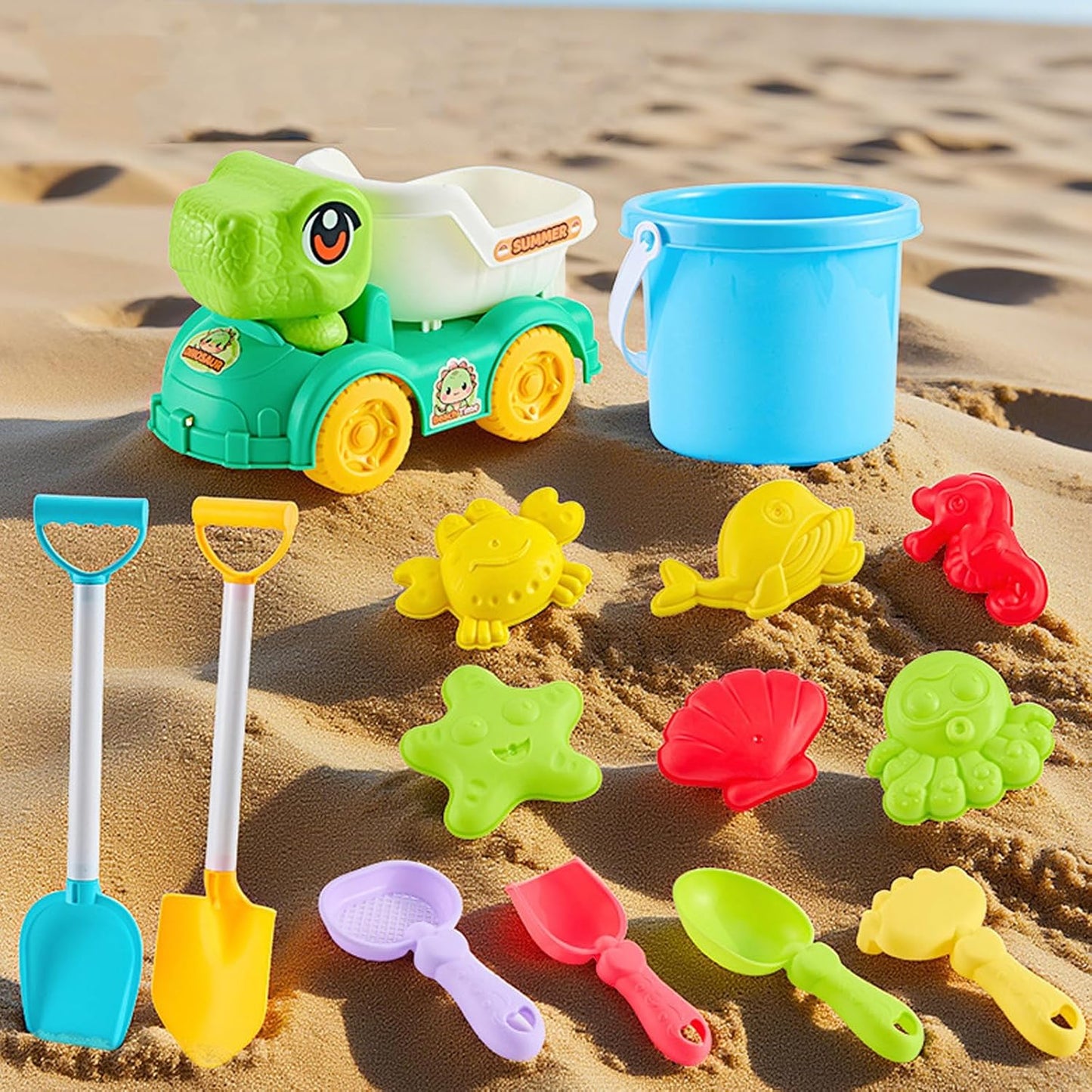 Pack of 14 Water Play Toy for Outdoor Sand Beach Bath Time Fun with Shovels and Sand and Toy Family Outdoor Games
