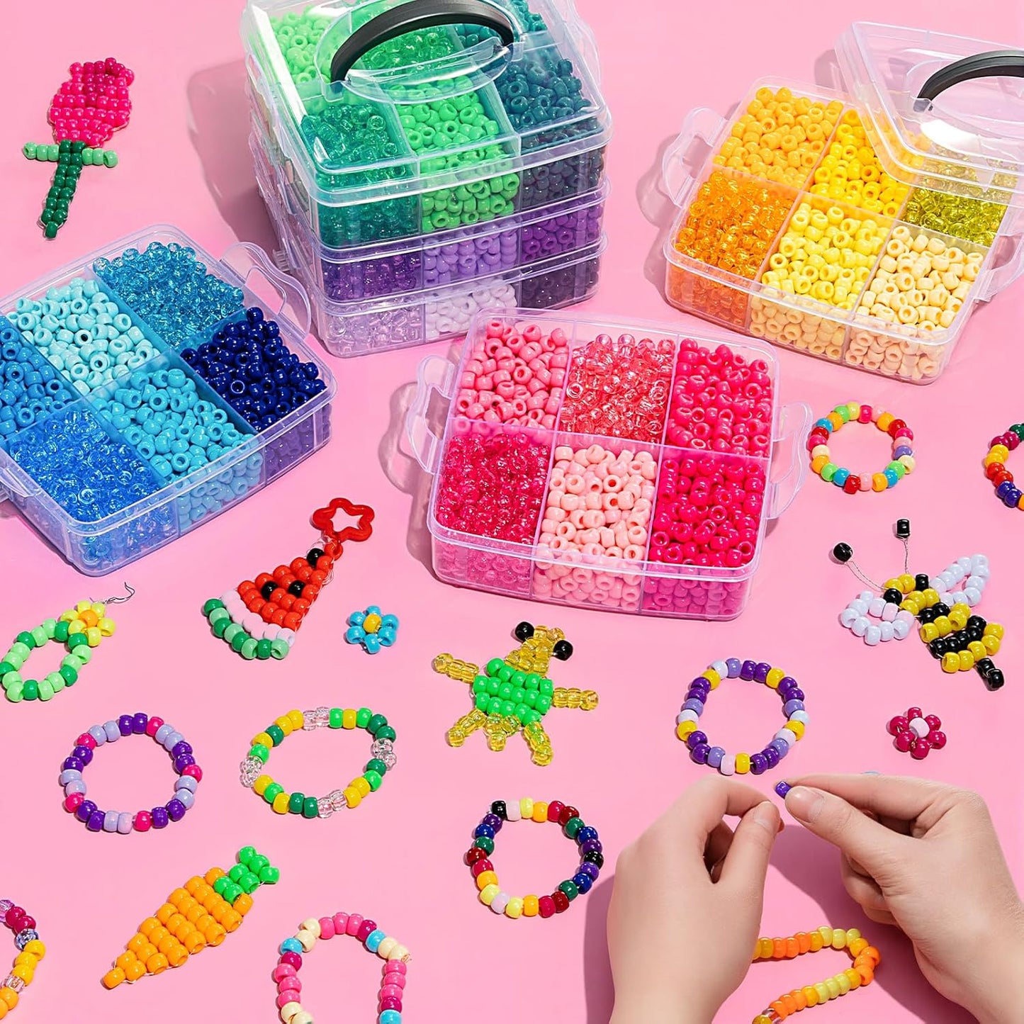 Umikk 10,000 Pcs Pony Beads, 30 Assorted Colored Beads for Bracelets Making Hair Braiding Kandi Friendship Bracelet Bead for Craft Jewelry Making Christmas Gifts (5.73LB, Boxed)