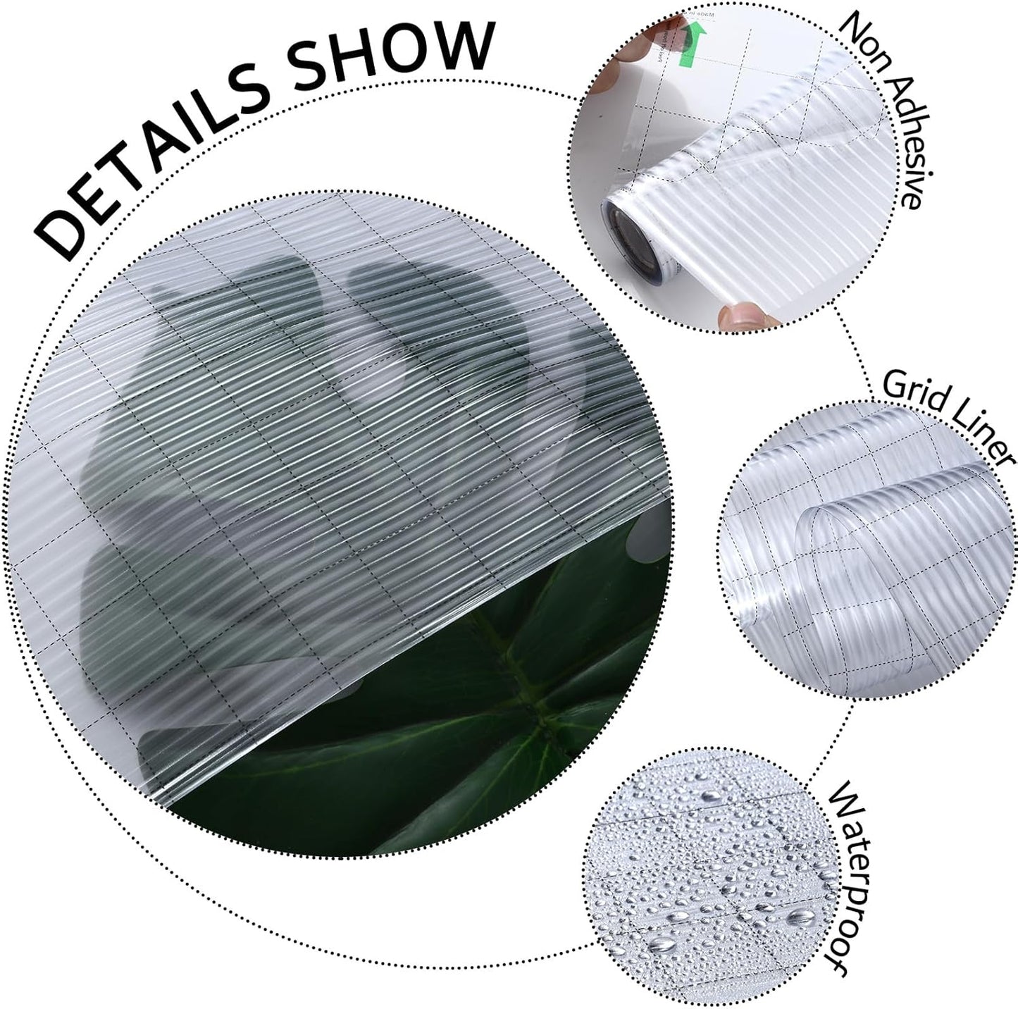 VELIMAX Reeded Glass Privacy Film, Frosted Window Vinyl, 3D Decorative Window Decals Non Adhesive for Bathroom & Living Room, 17.7x118 inches