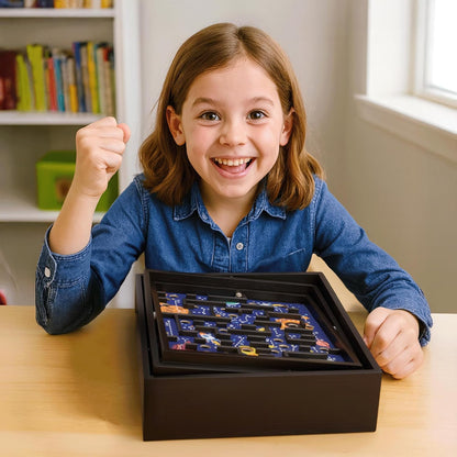 STERLING Wooden Labyrinth Marble Maze Game, Large 12.75" x 11.5" Tilt Maze Game Board with 60 Waypoints and Marble Balls Included, for Kids and Adults 6 Years and Up