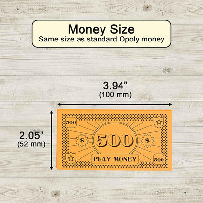Opoly Play Money – 800Pcs Fake Currency for Board Games – 100 of Each Bill in 8 Denominations – $1, $5, $10, $20, $50, $100, $500, & $1000 - Paper Pretend Play Cashier
