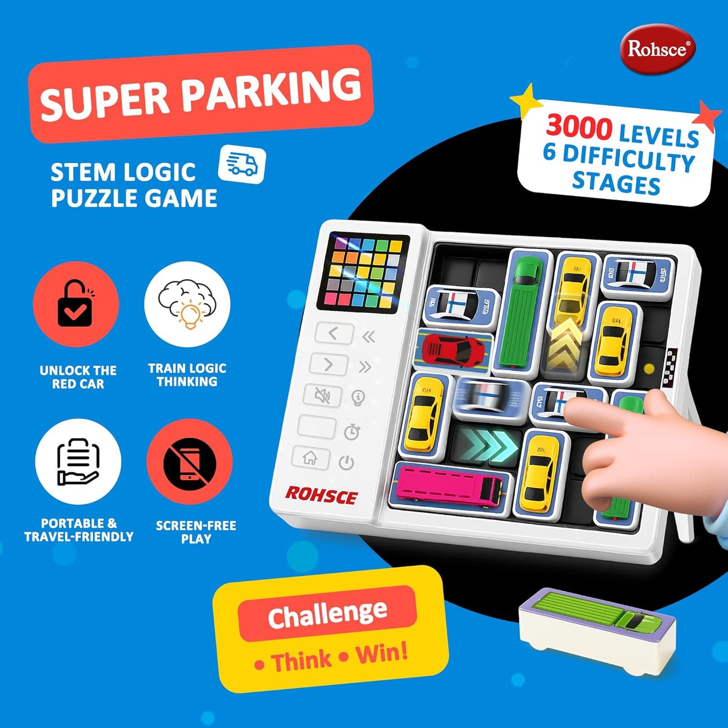 1500 Levels Intelligent Car Maze Game Huarong Road Escape Puzzle Desktop Brick Game Machine Logic Parking Blocks Kids Toy Gift