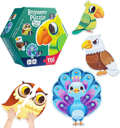 TOI Large Piece Toddler Puzzles for 2-4 Years Old, 4 Packs Beginner Puzzles for Toddlers, Kids Big Shape Preschool Learning Puzzle for Boys Girls Gift, Farm Animals