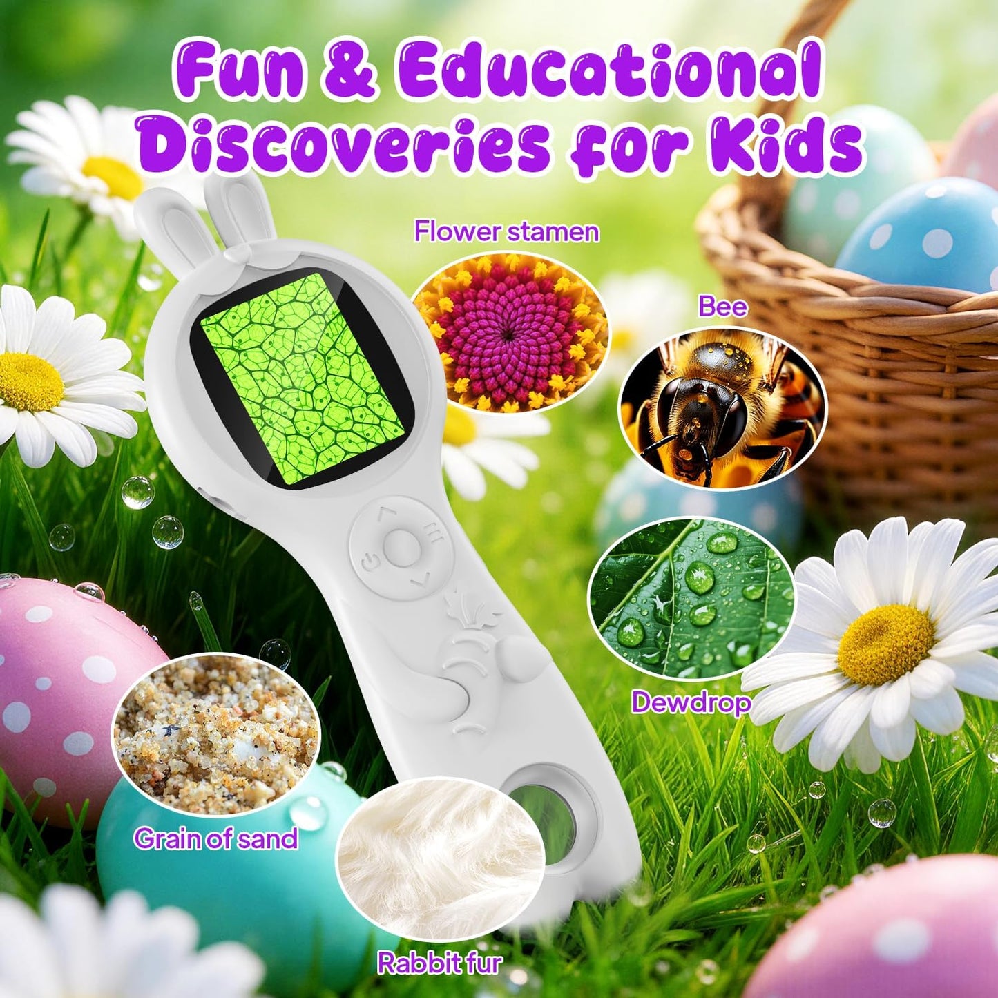 Microscope for Kids - Electronic Handheld Magnifying Glass for Children-STEM Outdoor Science Kit for Summer Travel & Camping Toy,Birthday Gifts Toys for 5-8 9-12 Year Old Girls（Purple）