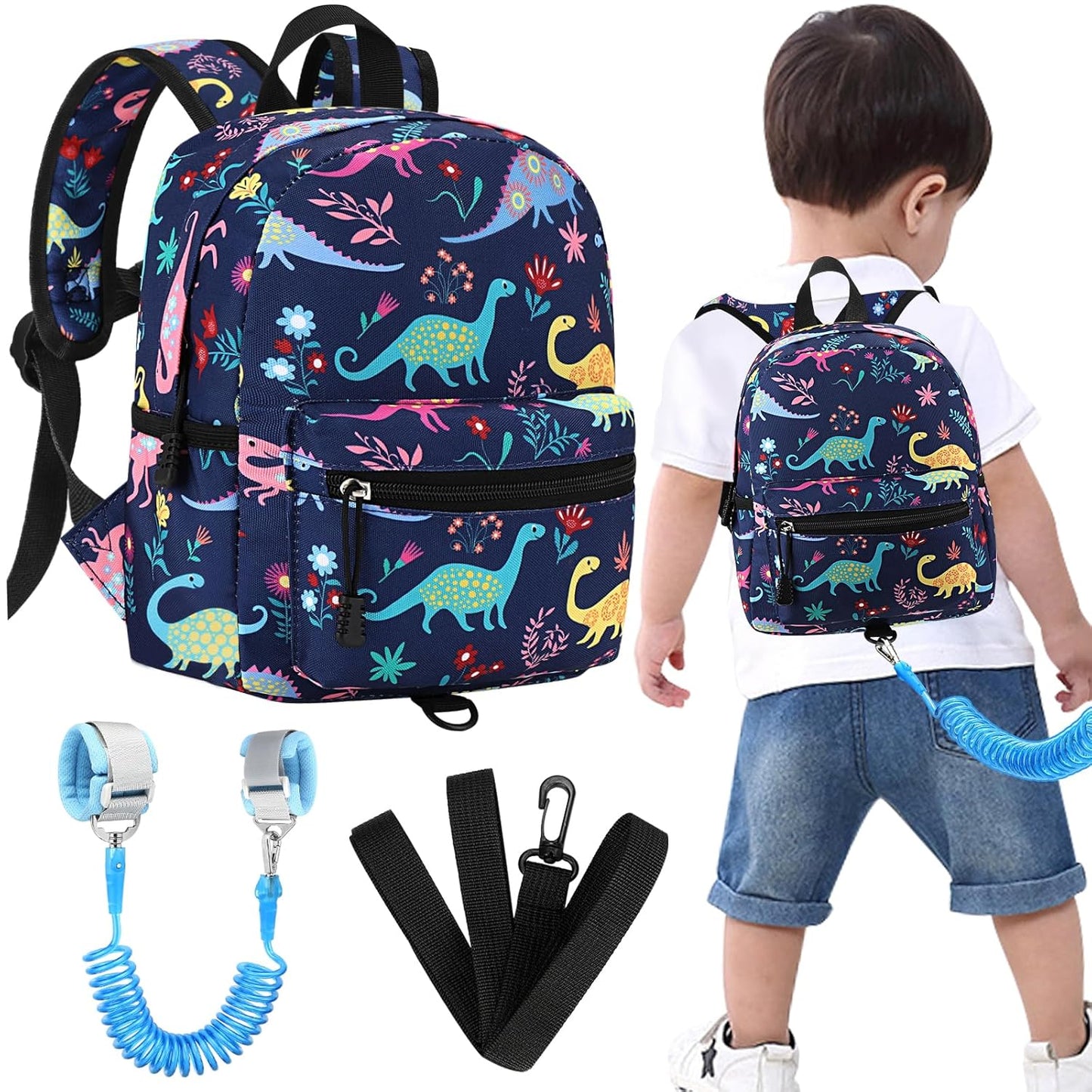 Accmor Toddler Backpack Leash, Mini Child Backpack with Anti Lost Wrist Link, Cute Kids Backpack Leash Walking Harness for Outdoor Travel, Small Excavator Backpack Tether for Baby Boys Girls Ages 1-3