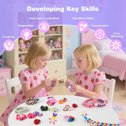 Rubber Band Bracelet Kit for Kids Girls Ages 6-12, 1300+ PCS DIY Craft Kits with 2 Weaving Comb & Organizer, Weaving Loom Kit Toys, Christmas Birthday Valentine Gifts for 7 8 9 10 11 12 Year Old