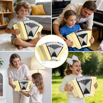 10 Keys Kids Accordion, Horse Button Accordion Toys Accordian Mini Musical Instruments Button for Child Children Kids Toddlers Beginners (Light Pink)