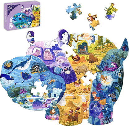 GIVEITALL Irregular Animal Puzzles for Kids Ages 4-6 6-8 8-10 10-12 Year Old,Panda Puzzle 180 Pieces Enlightening Floor Puzzle Game Creative Gifts for Boys Girls (Panda)