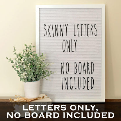Skinny Felt Board Letters Only Set NO BOARD INCLUDED, Rae Inspired Font Farmhouse Decor Accessory, 2 Inch White Plastic Letters Numbers Symbols For Changeable Felt Letter Board Message Bulletin