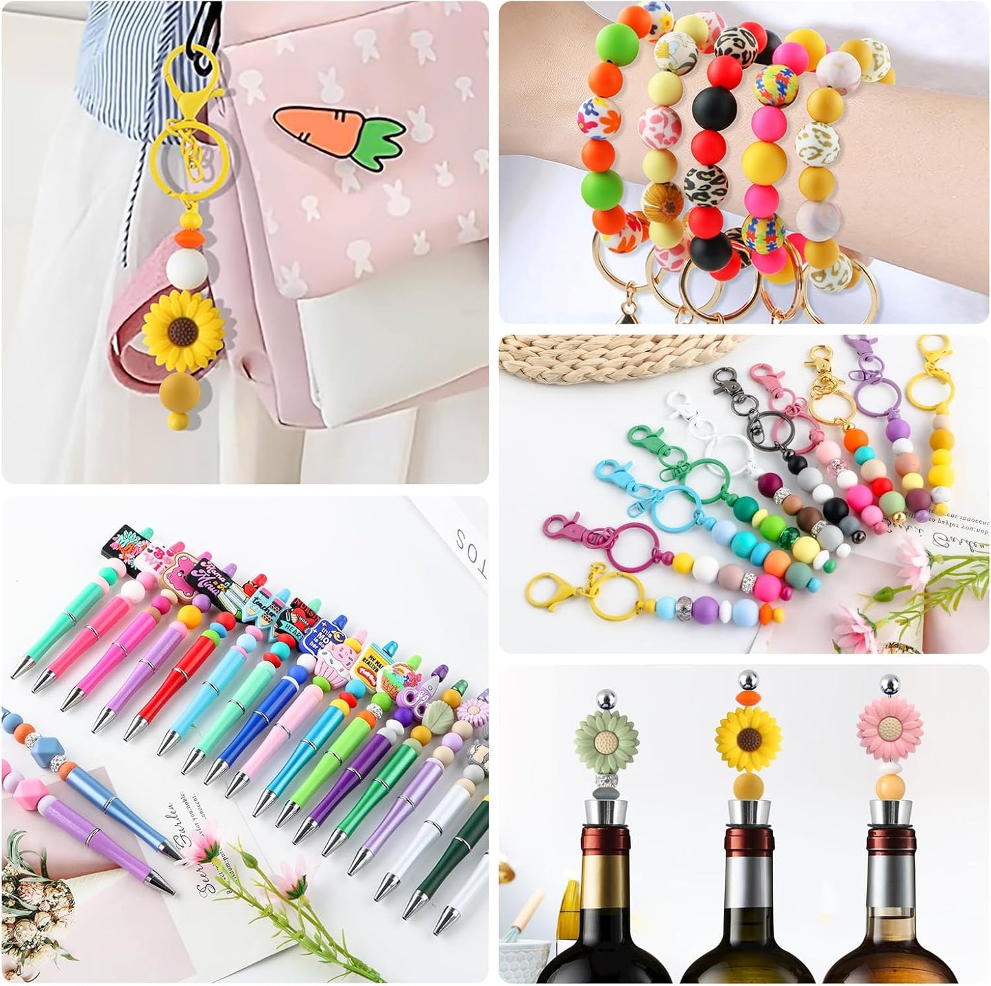 65Pcs 19mm Silicone Beads for Keychain Making Bracelet Necklace, Bulk Round Silicone Beads for Pens（Christmas Green） - Colors A