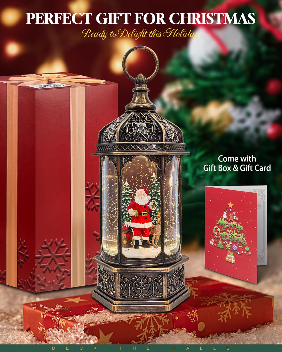 Musical Christmas Snow Globes Lantern, 7.87" Lighted Electric Snowglobes with 8 Holiday Songs 6H Timer Dual Power, Snowman Christmas Ornaments Snow Globe for Kids Adults Xmas Decor Gifts for Men Women