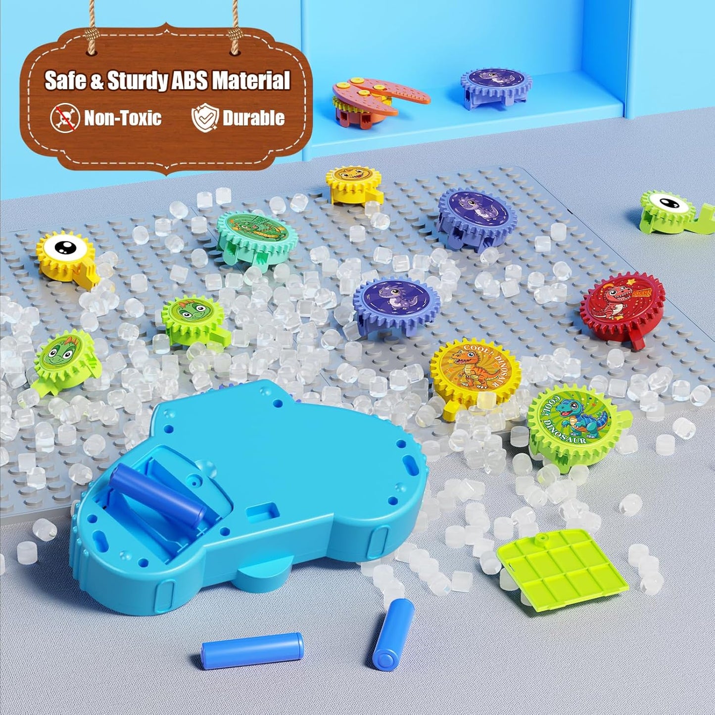 STEM Gears Toys for Kids Ages 3+, Creative Learning Building Blocks, 13Pcs Educational Construction Toy Set, Electric & Manual Dual Mode, Versatile Gear Playset Gift for Boys & Girls