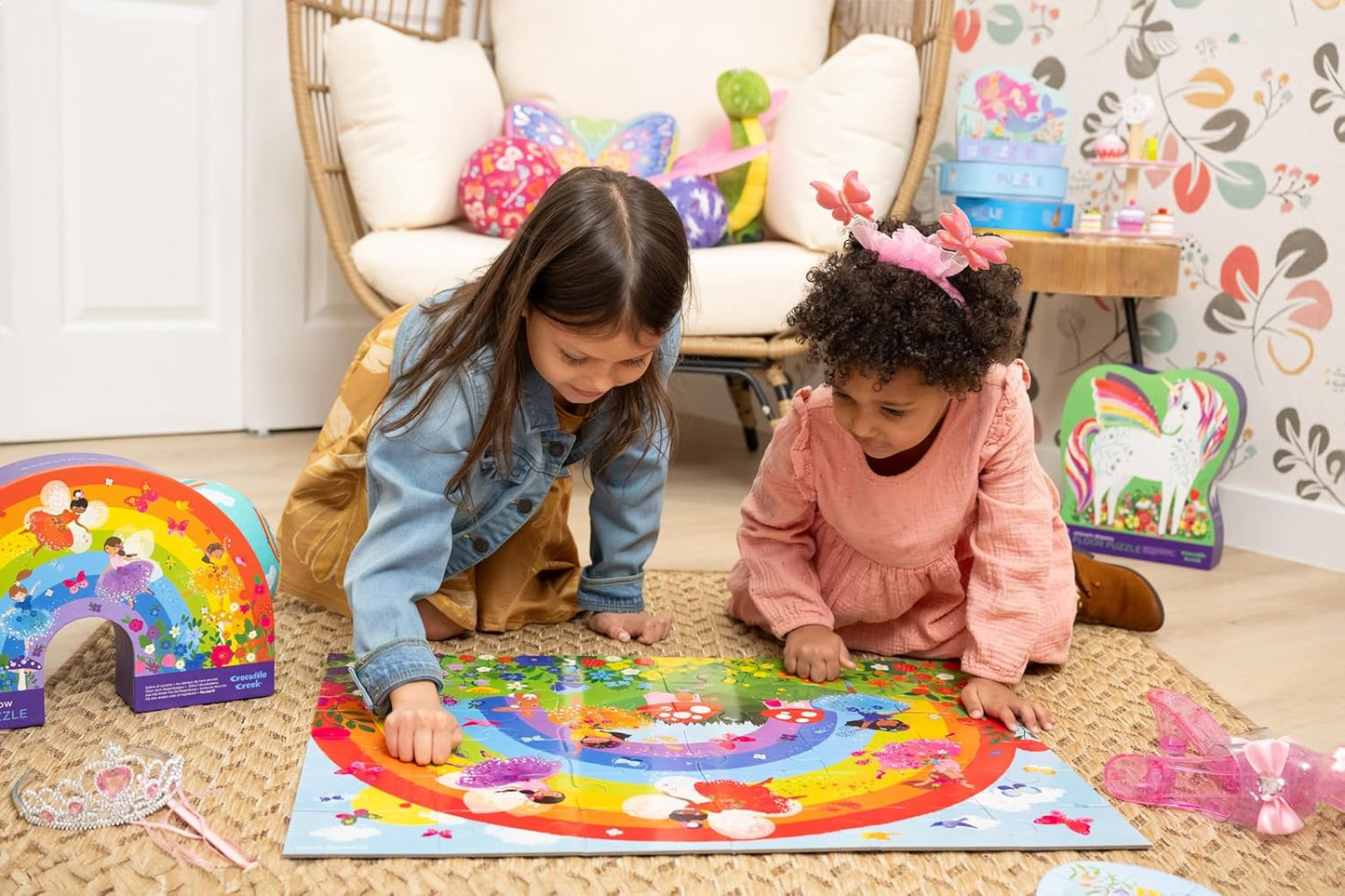 Crocodile Creek 36-Piece Jigsaw Floor Puzzle - Shark Reef - for Kids Ages 3-5 - Heavy-Duty Shaped Box for Storage - 24" W x 18" H Finished