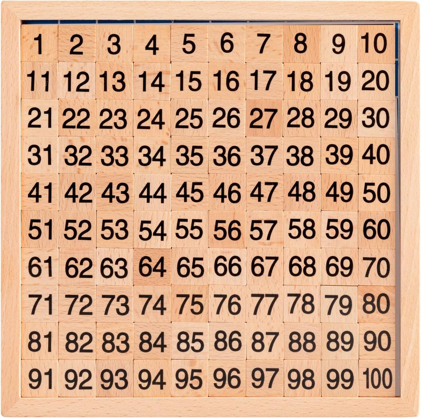 Wooden Math Learning Board Toy, Montessori 1-100 Consecutive Numbers Wooden Hundred Digital Board, Educational Game for Kids with Storage Bag