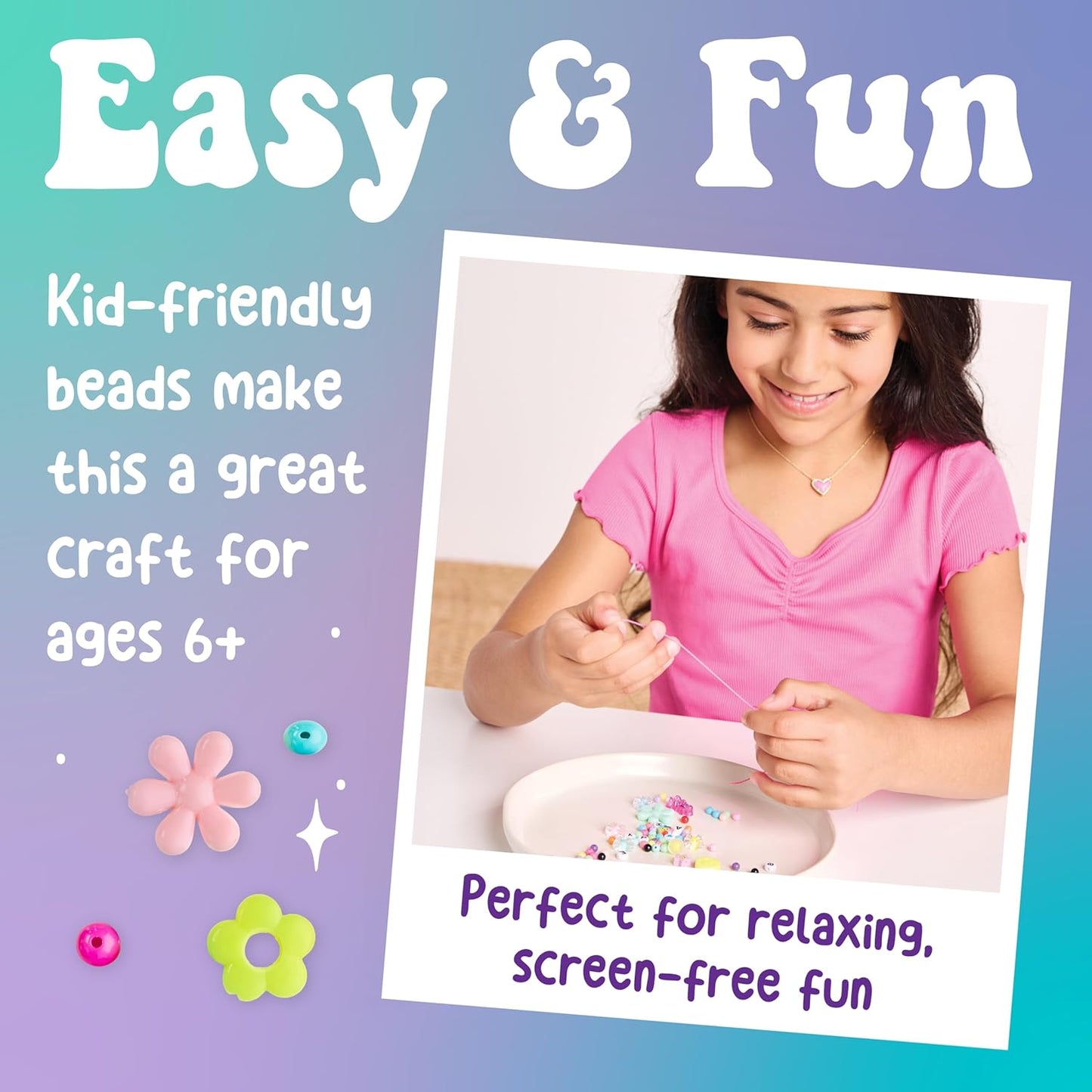 Creativity for Kids Beaded Flower Bracelet Making Kit | DIY Jewelry Craft Kit for Girls | Create 5 Colorful Beaded Bracelets to Wear, Share & Gift | Spring Crafts & Gifts for Mom (Ages 6+)